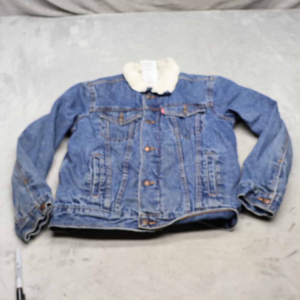 Levis Jacket Youth Large Medium Wash Denim Sherpa Lined Trucker Casual Rugged